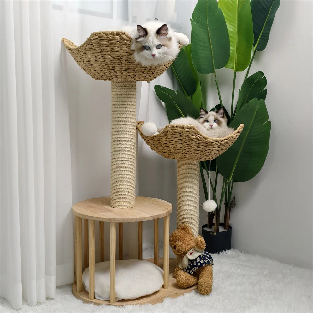 CleoCatra Boho™ – Minimalist Cat Tree Design with Organic Wicker & Sisal