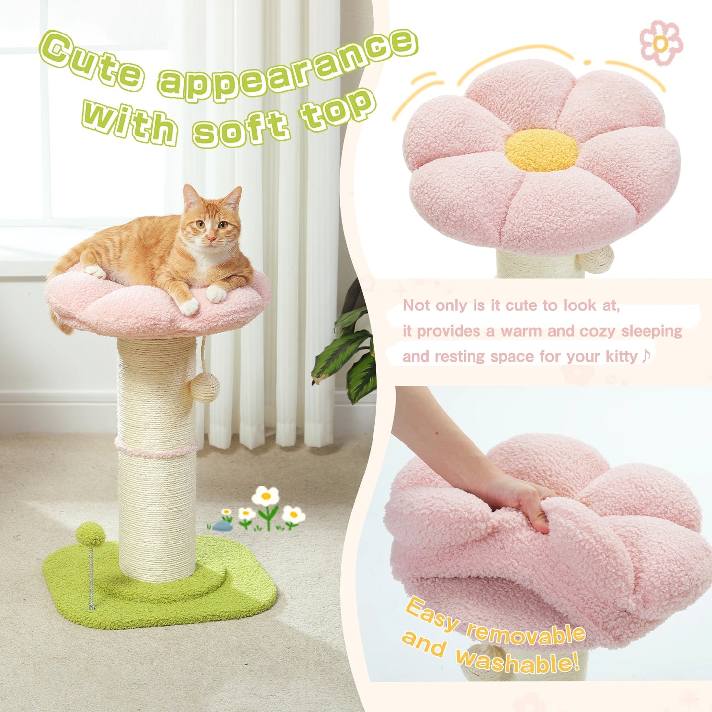 CleoCatra's Blooming Scratcher™ -  Flower Cat Tree with Extra Thick Sisal Post