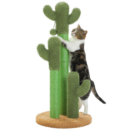 CleoCatra’s Cactus Oasis™ - Cactus Scratching Post with Sisal Poles & Dangling Ball