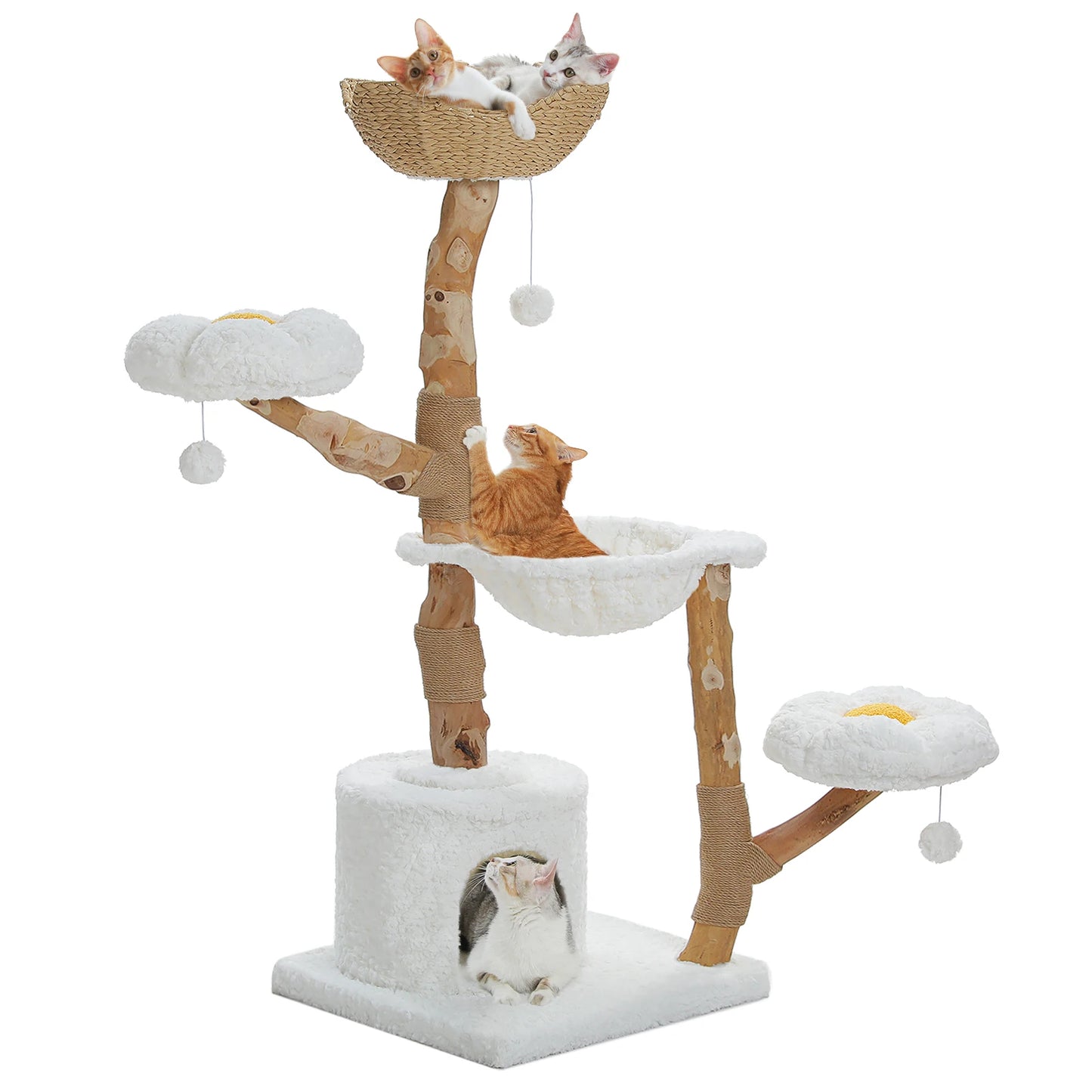 The CleoCatra Lounge™ - Luxury Modern Cat Tree with Real Wood & Plush