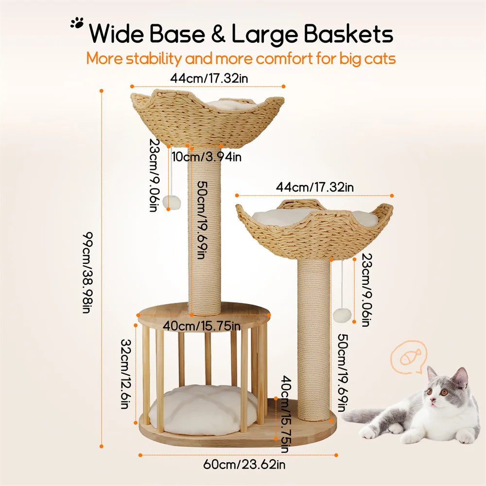 CleoCatra Boho™ – Minimalist Cat Tree Design with Organic Wicker & Sisal