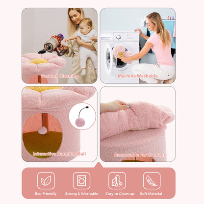 CleoCatra's Blossom Hideaway™  – Cozy flower cat cave with lounge bed