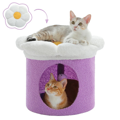 CleoCatra's Blossom Hideaway™  – Cozy flower cat cave with lounge bed