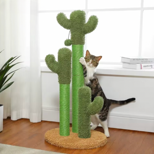 CleoCatra’s Cactus Oasis™ - Cactus Scratching Post with Sisal Poles & Dangling Ball