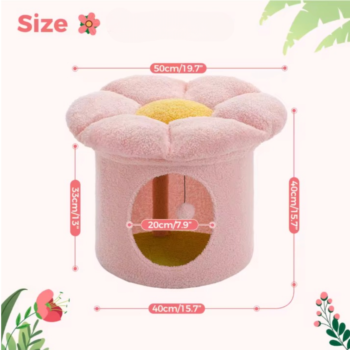 CleoCatra's Blossom Hideaway™  – Cozy flower cat cave with lounge bed